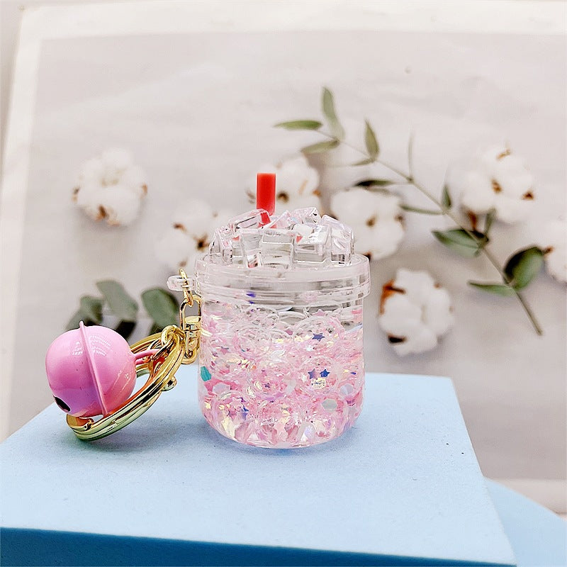 Llavero creativo al por mayor de la botella de la deriva del aceite luminoso de acrílico